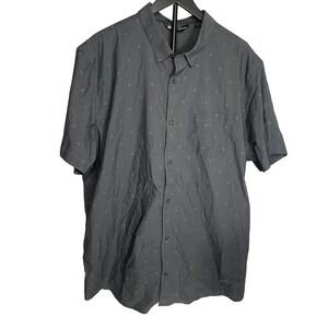 TravisMathew Men's Gray‎ Printed Short Sleeve Button Up Shirt - XXL
